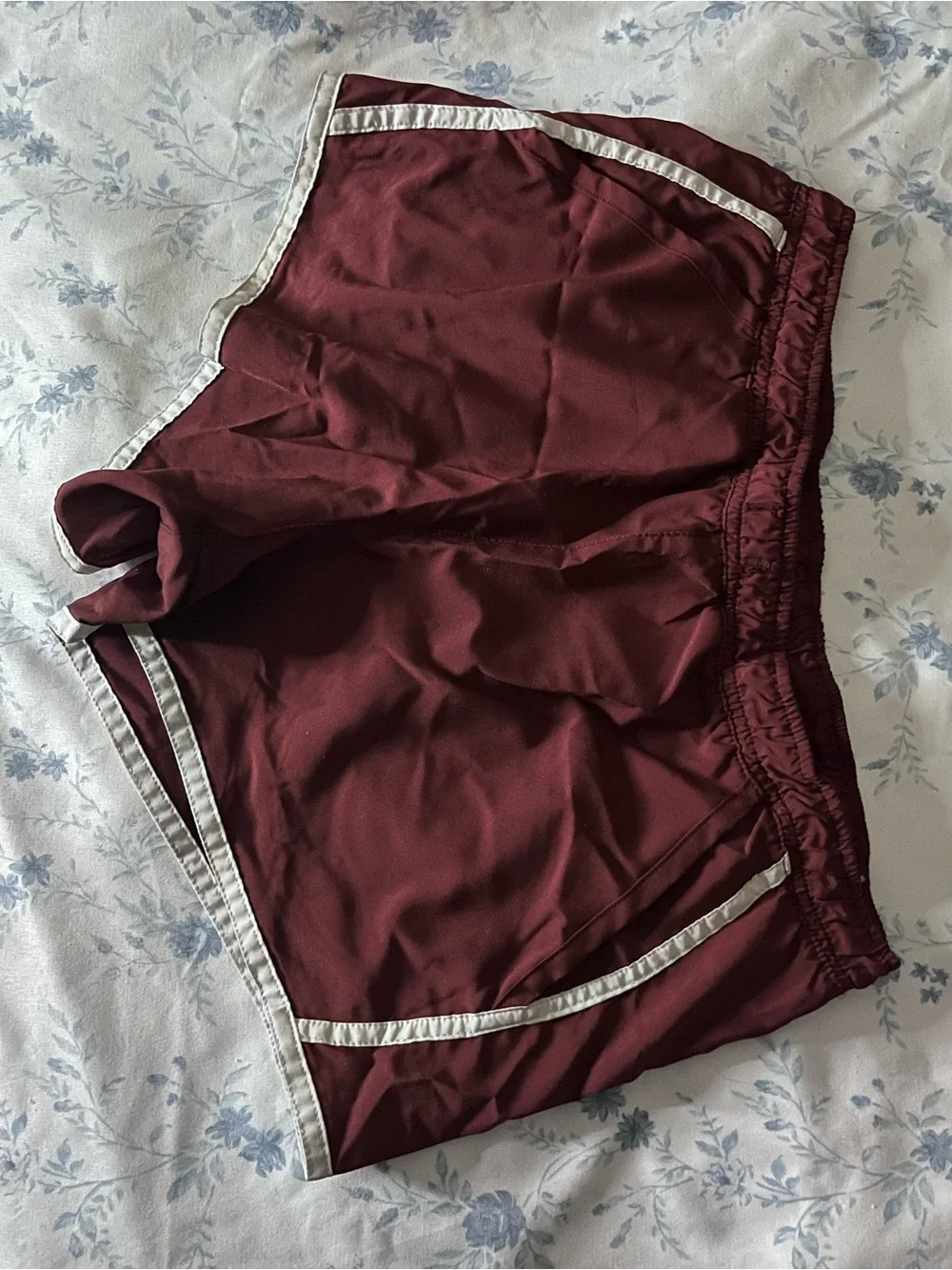 Aeropostale Maroon Athletic Running Shorts with White Trim